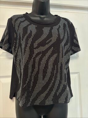 Guess rhinestone zebra print T shirt